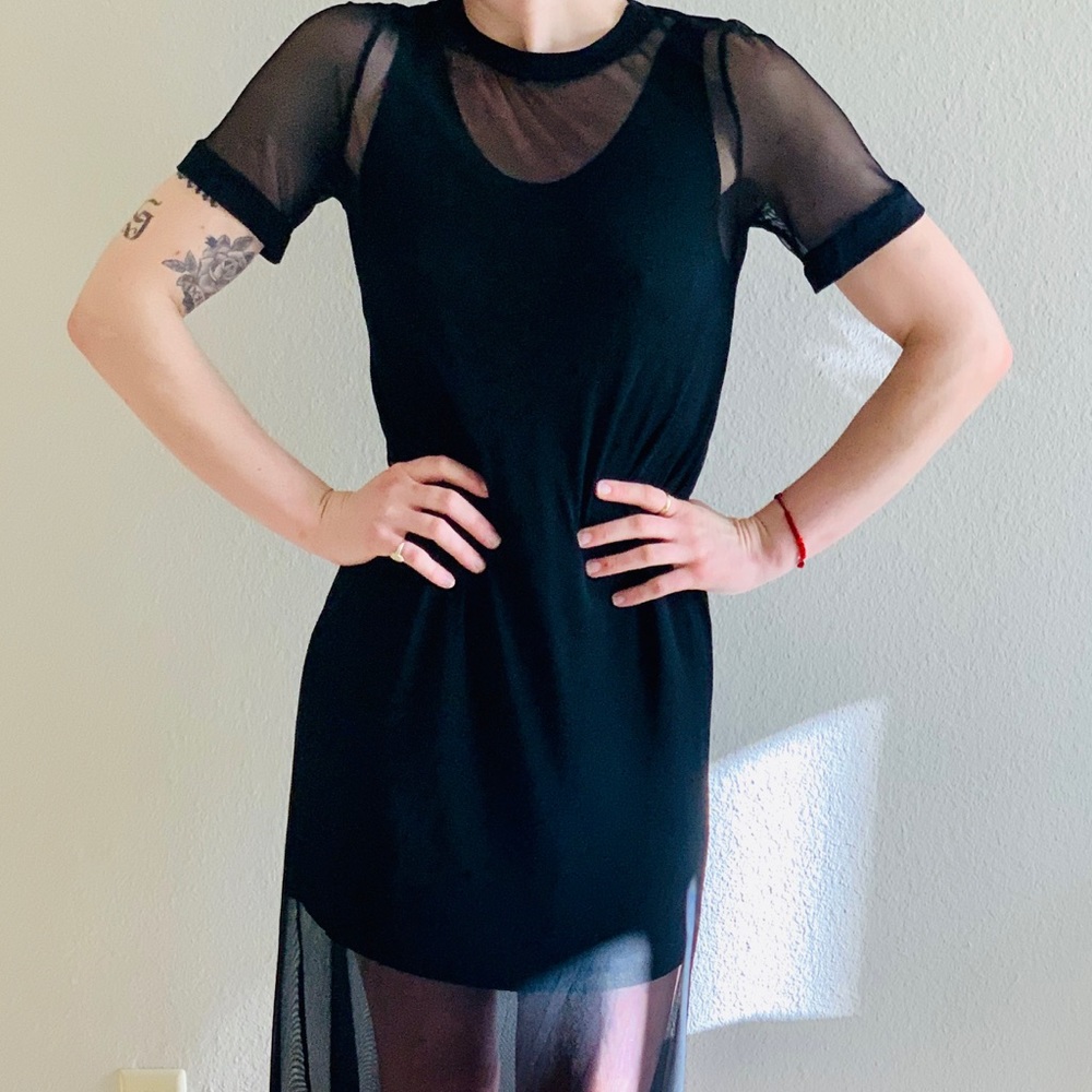 Sheer black Tshirt midi dress